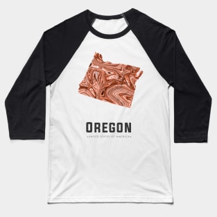 Oregon state map abstract brown Baseball T-Shirt